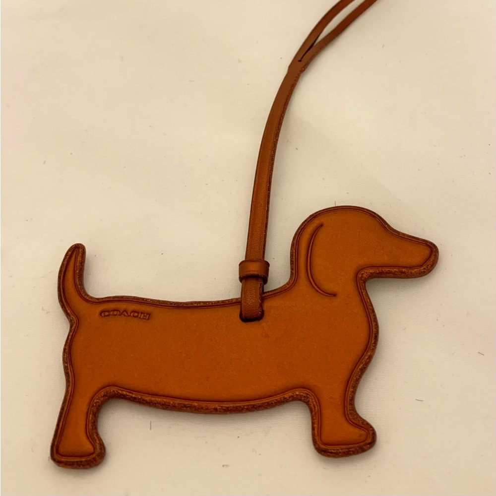 Coach Dachshund leather bag charm. Used